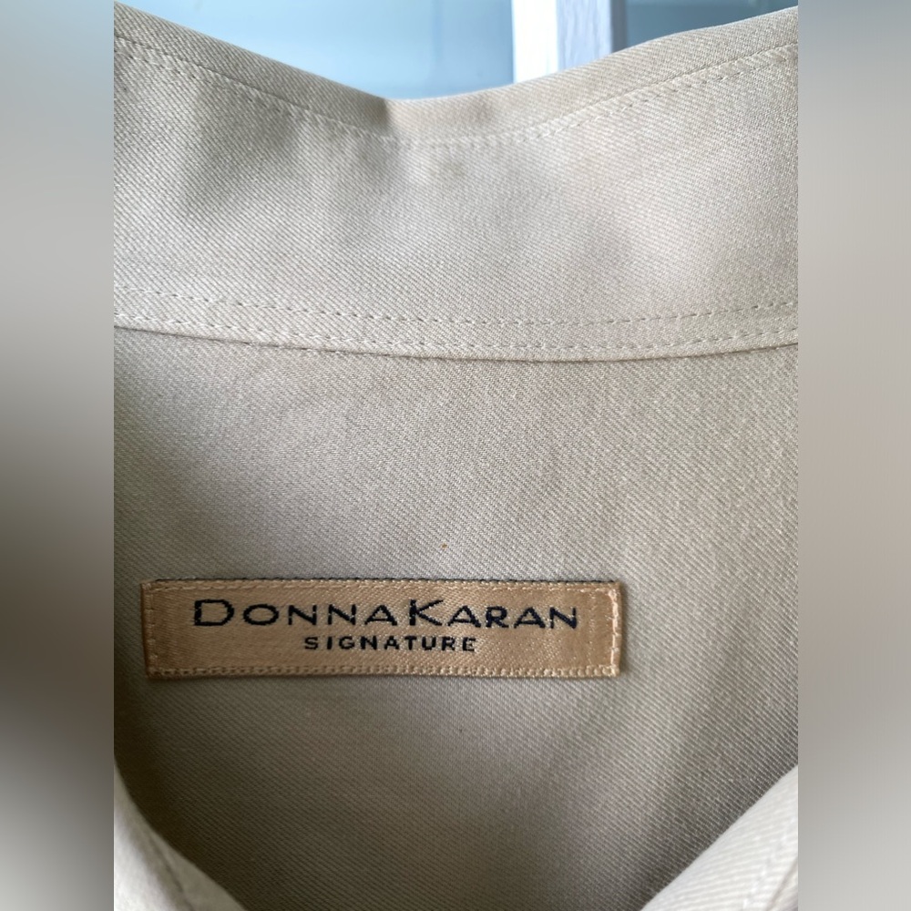 Mens Long Sleeve Khaki Donna Karan Dress Shirt. 100% Cotton Hong Kong